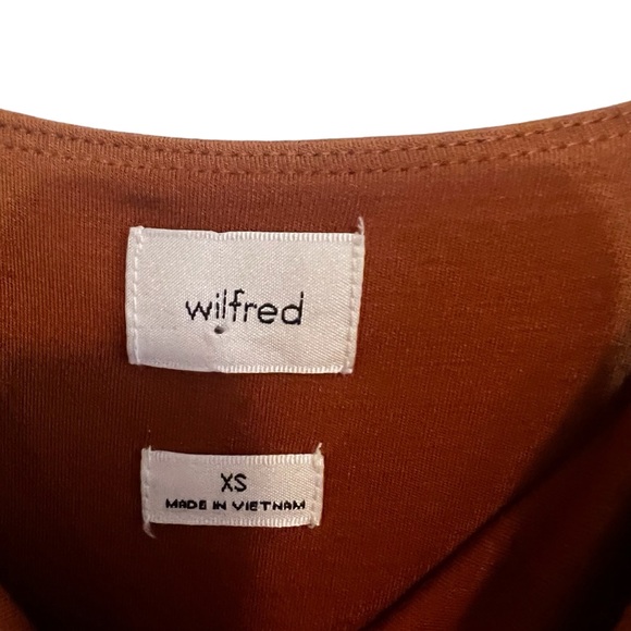 Wilfred Saturn square neck wrap midi dress in mustard Sz XS excellent condition - Picture 10 of 11